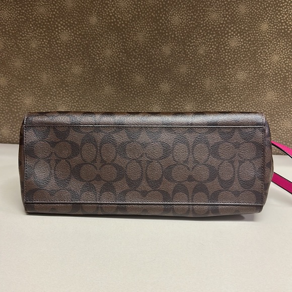 🔥🔥🔥Coach Signature Canvas Pink Leather Strap Crossbody Shoulder Bag - Picture 9 of 15